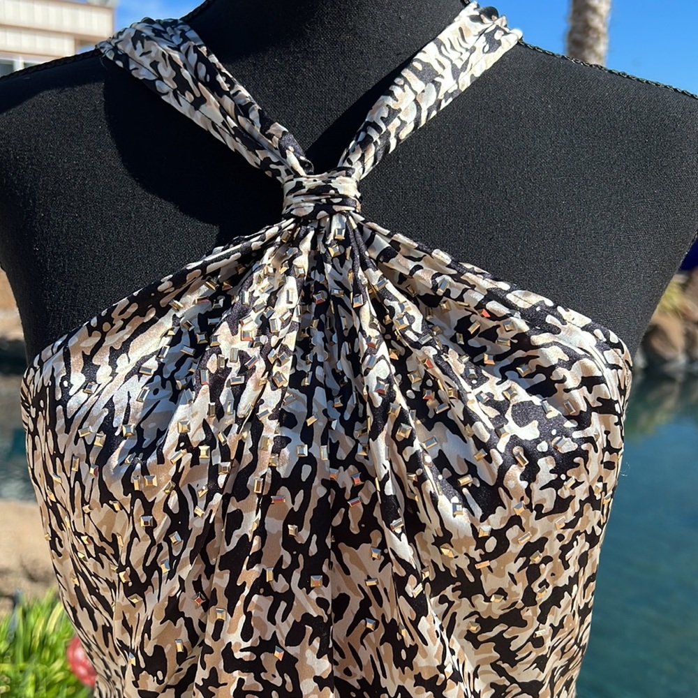 Cache Halter Top Size Xs Abstract Animal Print W/… - image 2